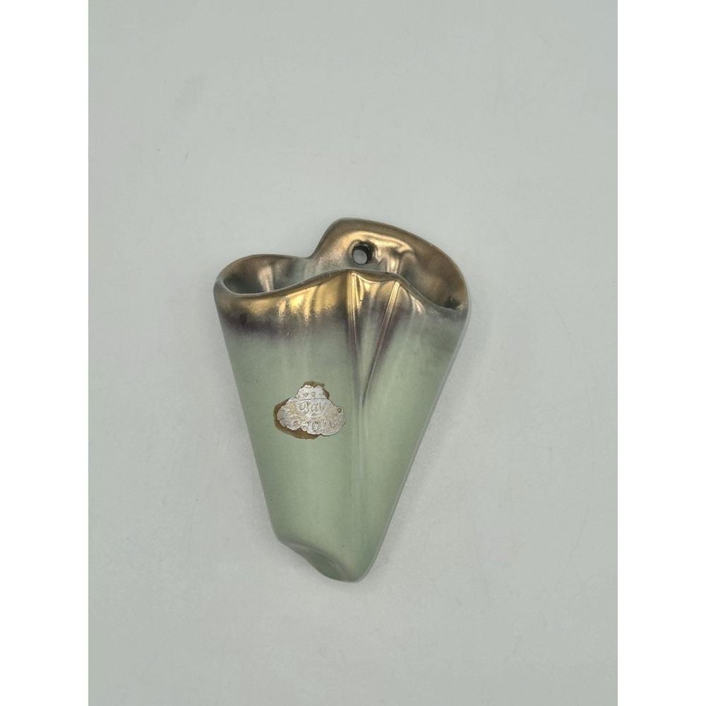 Bay Keramik Wall Pocket Vase Iridescent Green Gold West Germany Mid Century